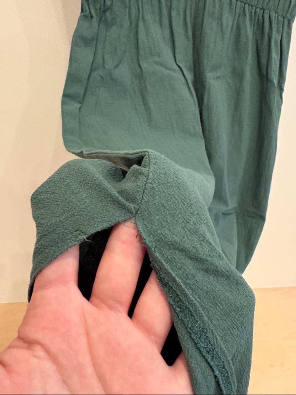 Green Cotton Deep V Dress - Picture 4 of 6